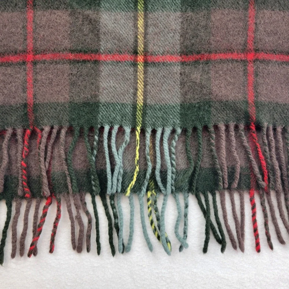 REP HUNTING MACLEOD Lambswool Tartan Plaid Scarf Fringe Made In Scotland‎ Unisex